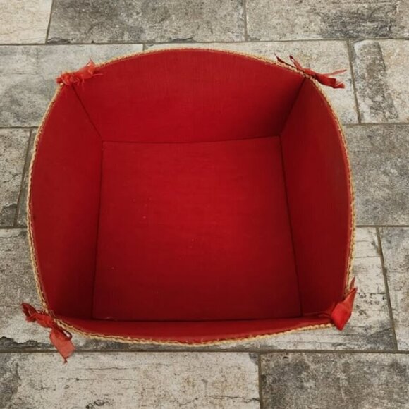 Vintage Handmade Linen Sewing Basket - Picture 4 of 5